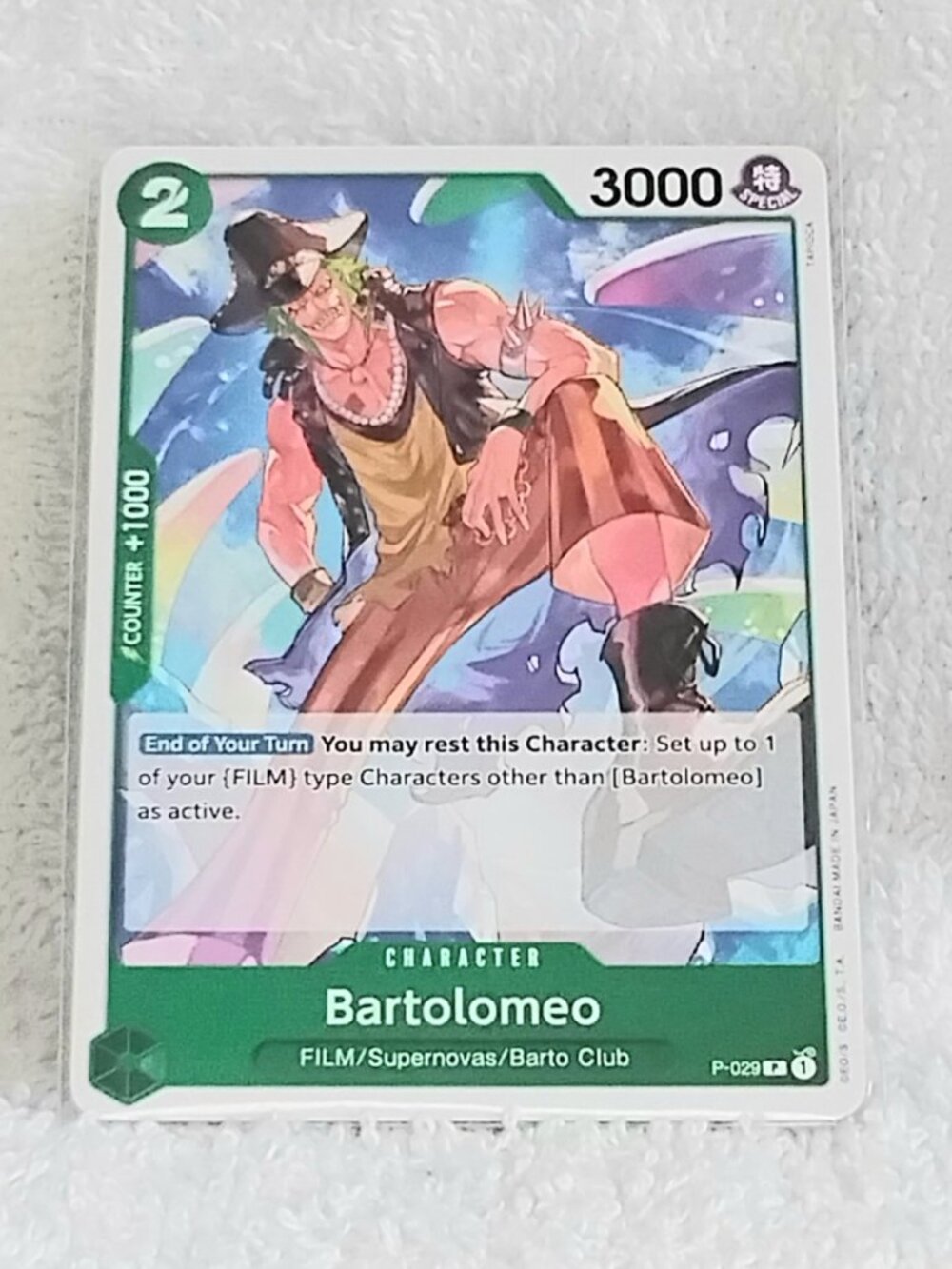 Mint One Piece Bartolomeo Promo Character Card P-029!!